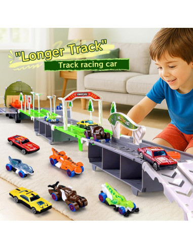 Camión de Dinosaurios Tubokoro con Pista 62 cm y 6 Coches