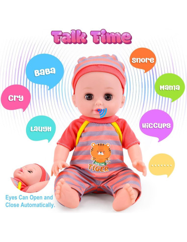 Muñeca CUTE STONE 30 cm con Cuna y Accesorios para Niñas