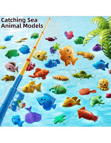 Juego de Pesca Magnética JUKUDAHU con Piscina Inflable 51 Peces