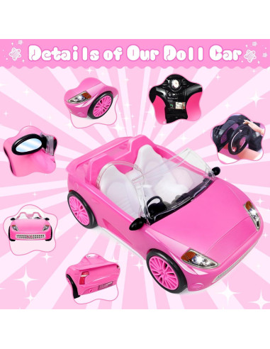 Juego de Muñeca y Coche Convertible Rosa 78 Piezas TDDS9