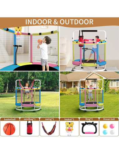 Trampolín Redondo Ajustable BLINWORLD para Niños 139.7cm
