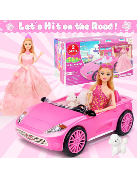 Juego de Muñeca y Coche Convertible Rosa 78 Piezas TDDS9 Juego de Muñeca y Coche Convertible Rosa 78 Piezas TDDS9