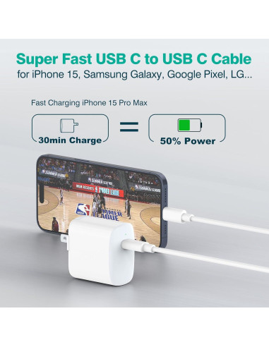Cable USB C a USB C IFEART 2m Carga Rápida para MacBook