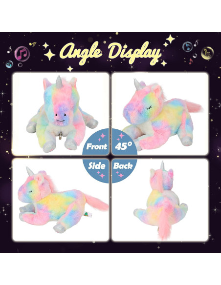 Unicornio de Peluche Musical LED Hopearl 48 cm con 3 Bebés Unicornio de Peluche Musical LED Hopearl 48 cm con 3 Bebés