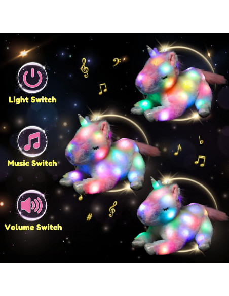 Unicornio de Peluche Musical LED Hopearl 48 cm con 3 Bebés Unicornio de Peluche Musical LED Hopearl 48 cm con 3 Bebés