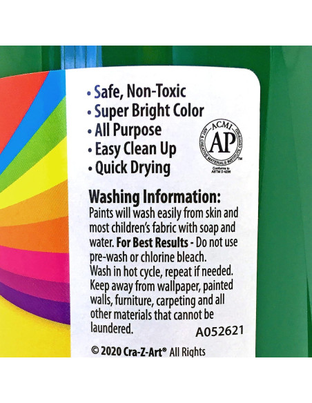 Pintura Tempera Lavable Cra-Z-Art Verde 32oz - No Tóxica Pintura Tempera Lavable Cra-Z-Art Verde 32oz - No Tóxica