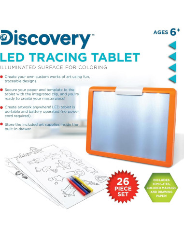 Tableta de Trazado LED Discovery 26 Piezas para Niños