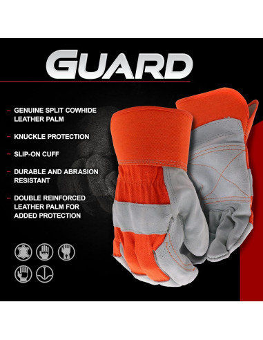 Guantes de Trabajo BOSS Guard Hombre Palma Cuero Doble XL