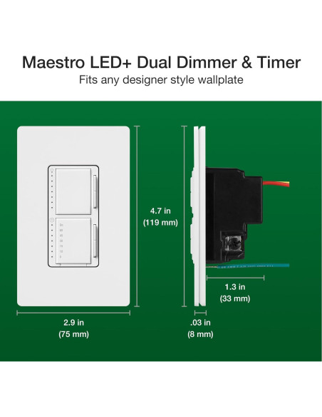 Dimer y Temporizador Lutron Maestro LED+ 75W Blanco Dimer y Temporizador Lutron Maestro LED+ 75W Blanco