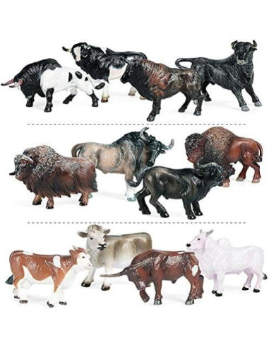 Set de Miniaturas de Ganado Hiawbon 12 Pcs Plástico