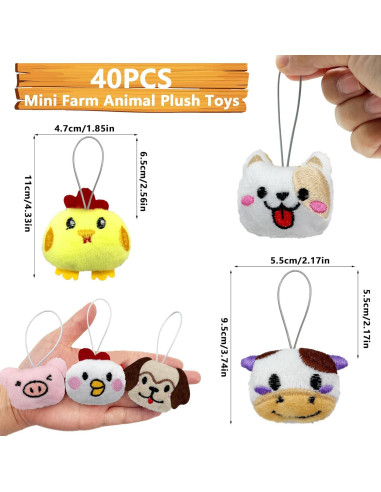 Juego de 40 Juguetes de Peluche Mini Animales de Granja