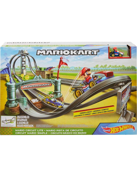 Set de Pista Circuito Lite Mario Kart Hot Wheels 9x59x38cm Set de Pista Circuito Lite Mario Kart Hot Wheels 9x59x38cm