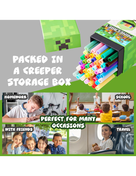 Lápices de Colorear Minecraft 48 Piezas No Tóxicos Lápices de Colorear Minecraft 48 Piezas No Tóxicos