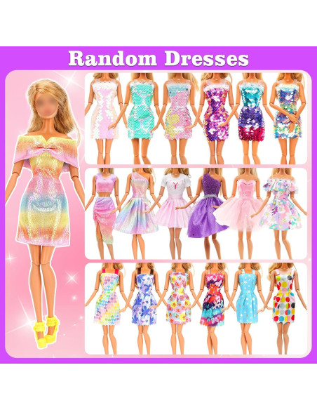 BARWA 94 PCS Ropa de Muñeca Sirena Princesa con Lentejuelas BARWA 94 PCS Ropa de Muñeca Sirena Princesa con Lentejuelas