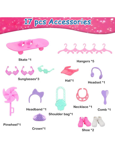 26 Piezas Ropa y Accesorios para Muñecas 5.3-6 Pulgadas ENOCHT
