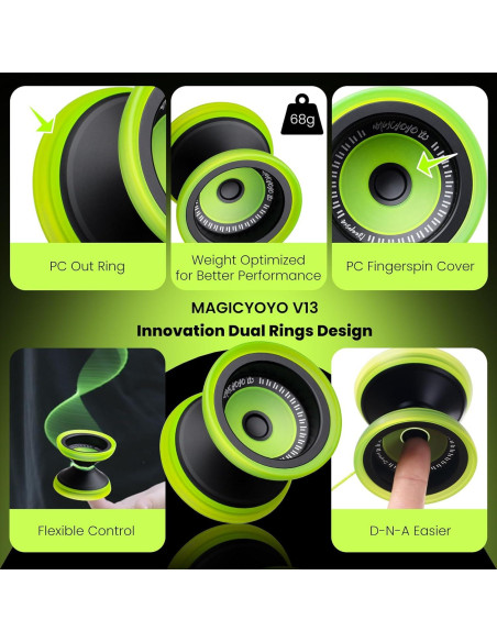 Yoyo Bi-Material MAGICYOYO V13 Deepspin Negro y Amarillo Yoyo Bi-Material MAGICYOYO V13 Deepspin Negro y Amarillo