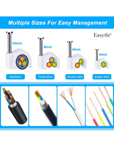 Clips para Cables Easytle 200 Piezas 4-10 mm Blanco