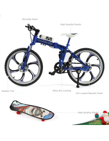 Bicicleta de Montaña Plegable Risopen 1:8 Azul Juguete Decorativo