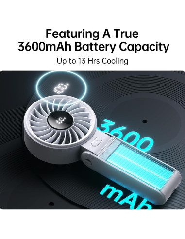 Ventilador de Mano JISULIFE Life7 3600mAh 5 Velocidades Gris