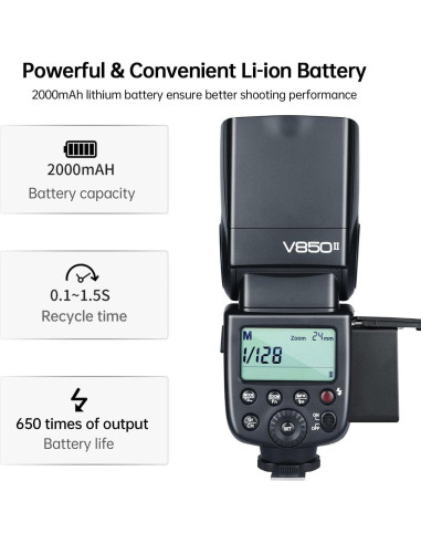 Flash Godox V850II GN60 2.4G 1/8000s para Cámara DSLR