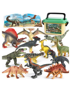 Juguetes de Dinosaurios OENUX 12 Figuras Realistas con Libro