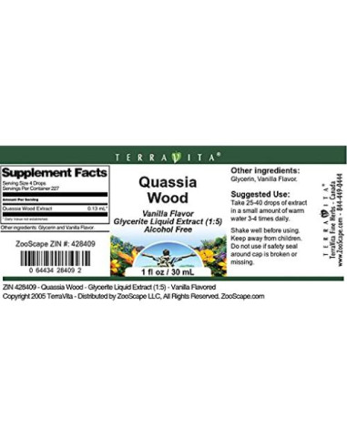 Extracto Líquido de Madera de Quassia TerraVita 29.57 ml Vainilla