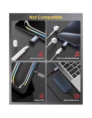 Adaptador Lightning a USB C MoKo 4 Pack Gris