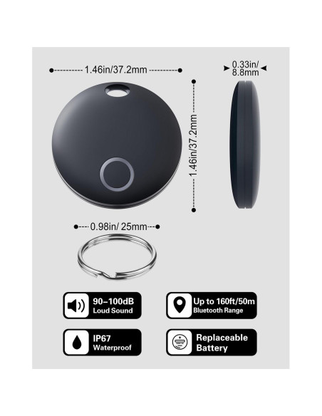 Rastreador Bluetooth Reyke HB02, Paquete de 4, Impermeable IP67 Rastreador Bluetooth Reyke HB02, Paquete de 4, Impermeable IP67