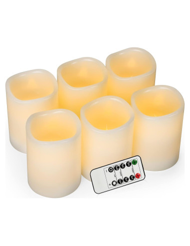 Juego de 6 Velas LED Marfil AKU TONPA con Control Remoto