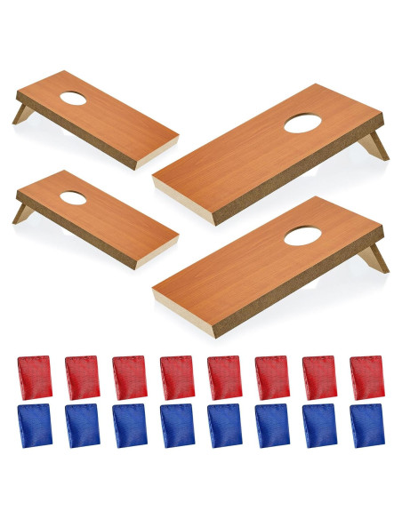 Juego de Cornhole Portátil Meooeck con 4 Tableros y 16 Bolsas Juego de Cornhole Portátil Meooeck con 4 Tableros y 16 Bolsas