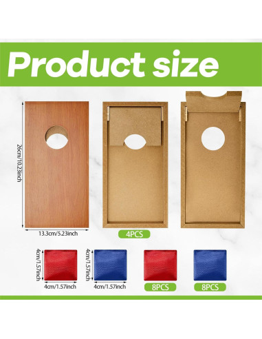 Juego de Cornhole Portátil Meooeck con 4 Tableros y 16 Bolsas