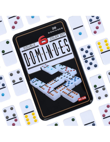 Juego de Dominó Doble 6 GOTHINK con Caja de Lata - 28 Fichas