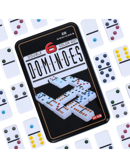Juego de Dominó Doble 6 GOTHINK con Caja de Lata - 28 Fichas Juego de Dominó Doble 6 GOTHINK con Caja de Lata - 28 Fichas