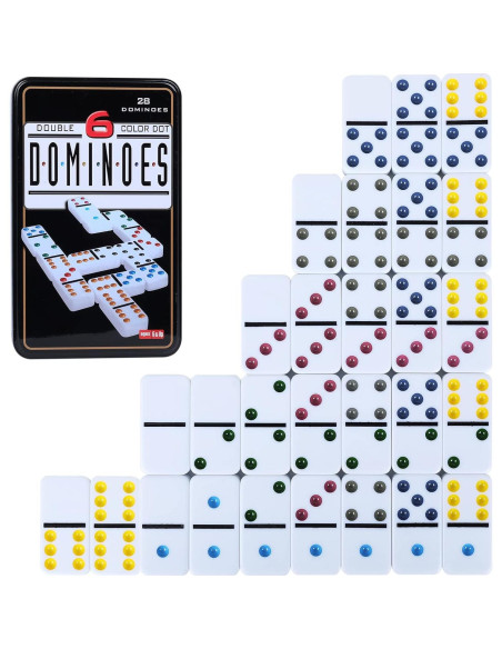 Juego de Dominó Doble 6 GOTHINK con Caja de Lata - 28 Fichas Juego de Dominó Doble 6 GOTHINK con Caja de Lata - 28 Fichas
