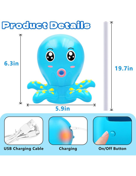 Bomba de Mesa de Agua Octopus 2500mAh Azul para Niños Bomba de Mesa de Agua Octopus 2500mAh Azul para Niños
