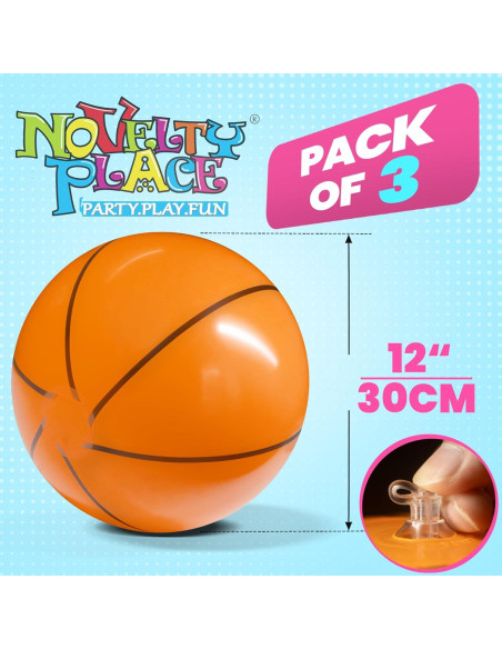 Pelotas de Baloncesto Inflables Novelty Place - Paquete de 3, 30 cm Pelotas de Baloncesto Inflables Novelty Place - Paquete de 3, 30 cm