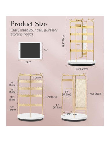 Soporte de Joyería Homde HJ007 Rotatorio para Tocador