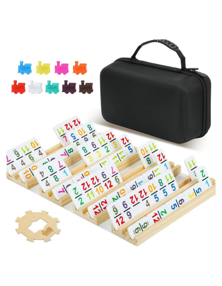 Juego de Dominó Mexicano Soopotay con 4 Soportes de Madera Juego de Dominó Mexicano Soopotay con 4 Soportes de Madera
