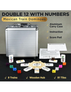 Juego de Dominó Mexicano Queensell Doble 12 con Estuche 2