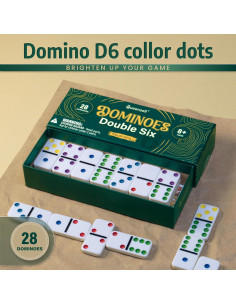 Juego de Dominó Queensell Doble 6 con Puntos de Color 28 Fichas 2