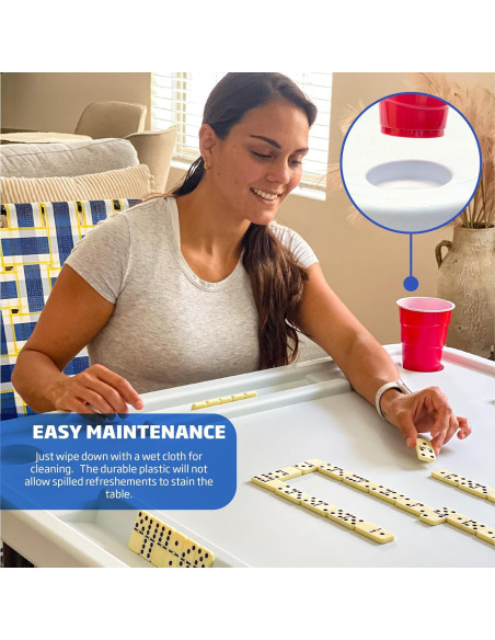 Mesa Plegable de Dominó EasyGo Products con Soportes para Tazas Mesa Plegable de Dominó EasyGo Products con Soportes para Tazas