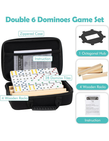 Juego de Dominó Doble 6 DAILYLIFE con Estuche y Soportes