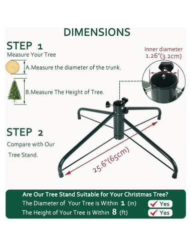 Soporte para Árbol de Navidad ELFJOY 65cm Metal Verde