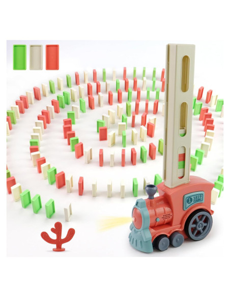 Juego de tren de dominó Gooswexmzl 200 piezas para niños 3-7 años Juego de tren de dominó Gooswexmzl 200 piezas para niños 3-7 años