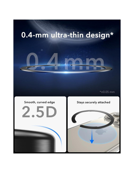 Anillo MagSafe ESR Ultra Delgado 0.4mm 2 Paquetes Negro Plata Anillo MagSafe ESR Ultra Delgado 0.4mm 2 Paquetes Negro Plata