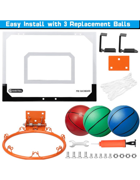 Juego de Aros de Baloncesto Mini Amarlozn con 3 Balones de Goma Juego de Aros de Baloncesto Mini Amarlozn con 3 Balones de Goma