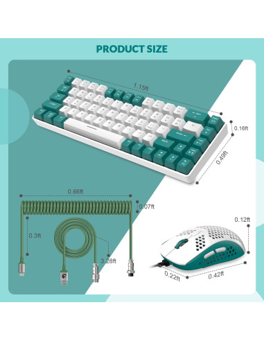 Teclado Mecánico ZIYOU LANG RK-T8 68 Teclas RGB Verde