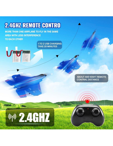 Avión RC RoofWorld F-22 Raptor 32cm Control Remoto