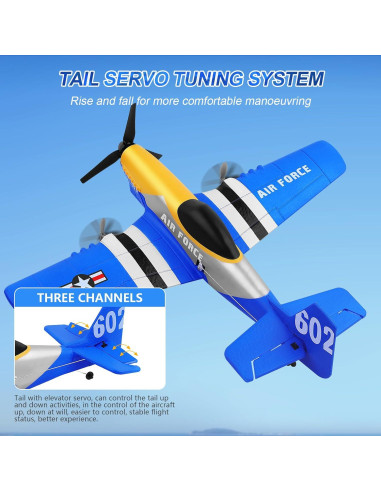 Avión RC P51D Mustang 3 Canales 2.4GHz con 2 Baterías