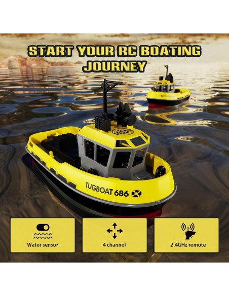 Barco RC Remolcador 1/72 SHANTOU TX686 40 Min de Juego Barco RC Remolcador 1/72 SHANTOU TX686 40 Min de Juego